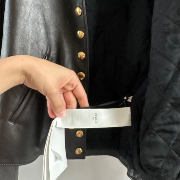 Celine Pure Collar Jacket with Snap Buttons in Soft Lambskin  Size 34 New - Picture 4 of 13